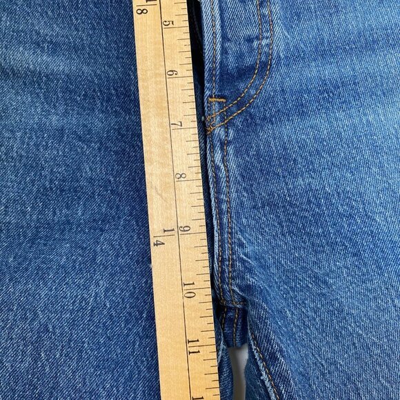 Levi's Jeans Wedgie Straight Women's Dark Wash 26 Button Fly‎ Raw Hem - Picture 12 of 14